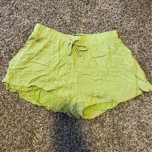 White Fox Earthy Green Elastic Waist Shorts